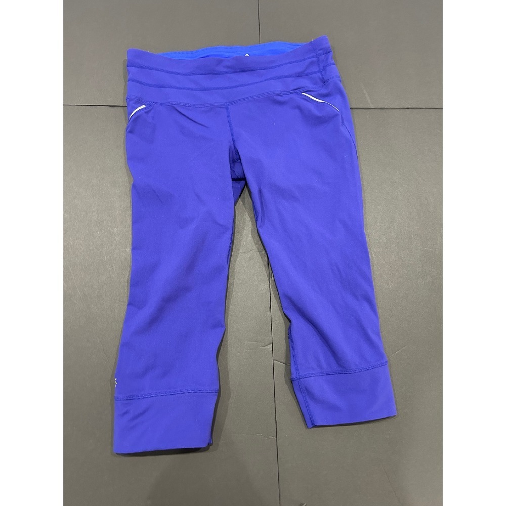 Athleta Purple‎ Capri Leggings Athletic Workout Running Pants Mesh Detail